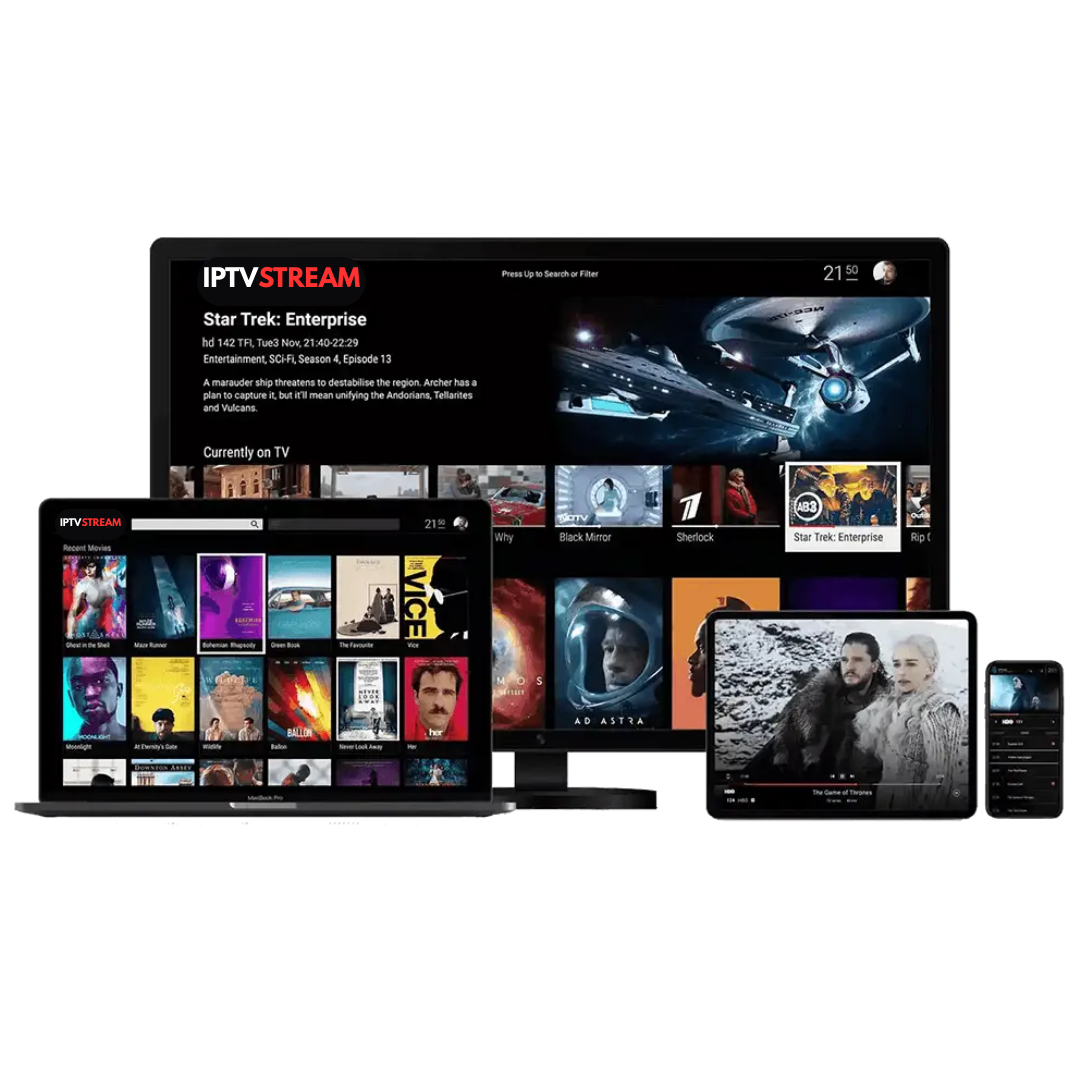 Fast IPTV Canada streaming interface displayed across laptop, desktop, tablet and mobile devices